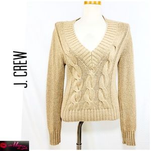 J. CREW Beige V-Neck Cable Knit Beige Sweater